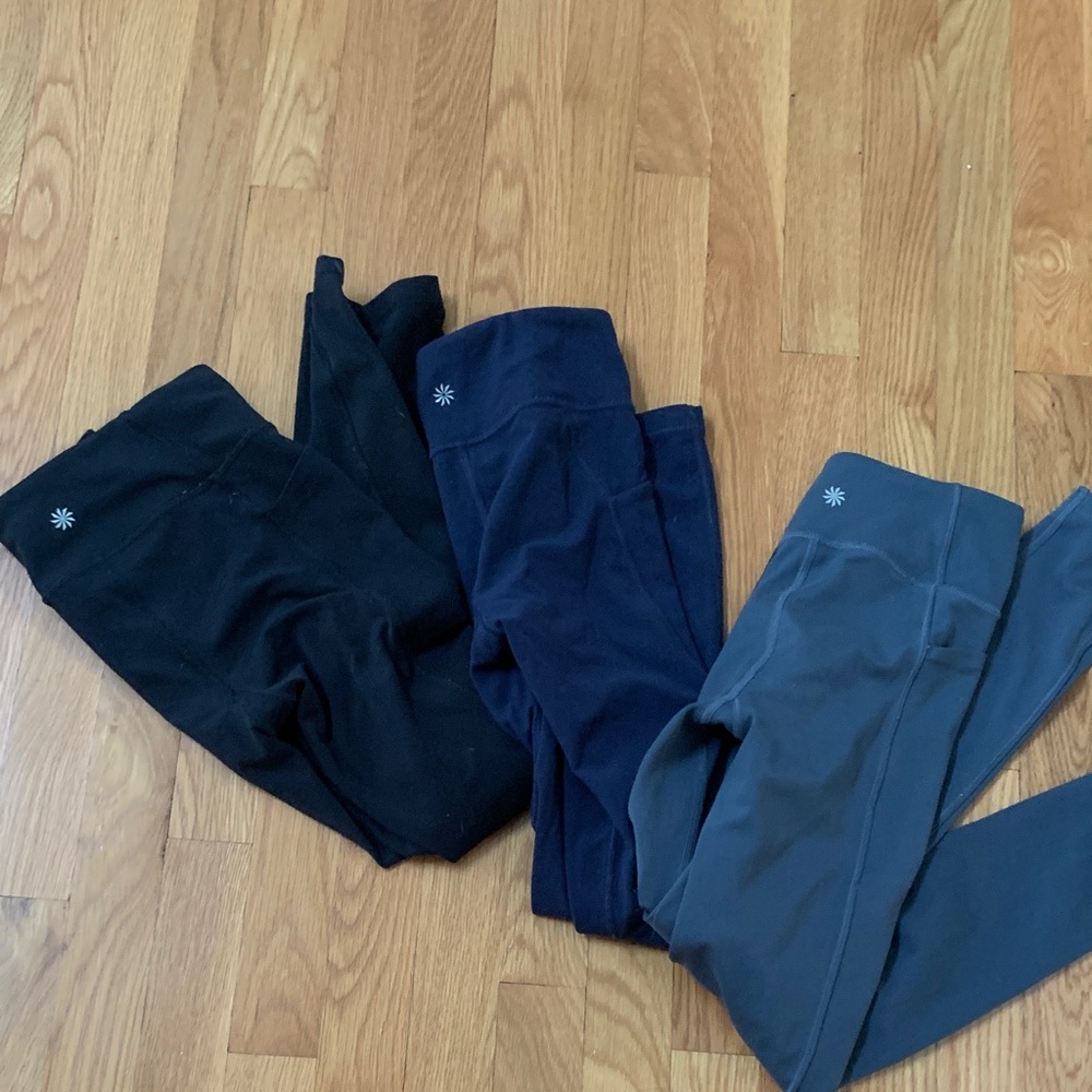 Athleta Girl High Rise Stash Treasures Leggings Set Black, Navy, Gray - Large